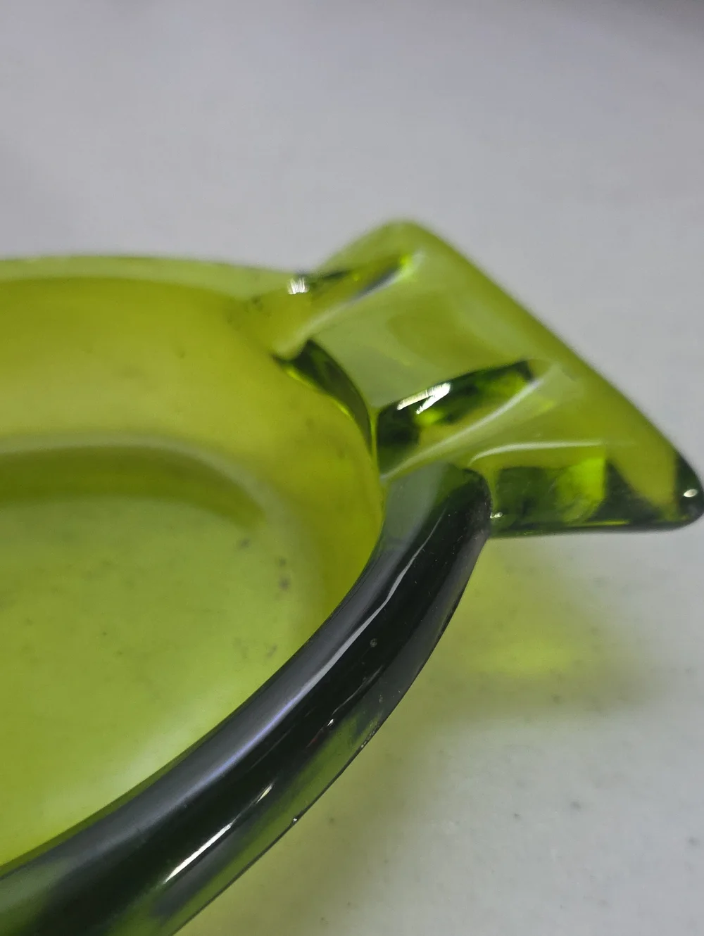 Vintage Green Glass Owl Ashtray